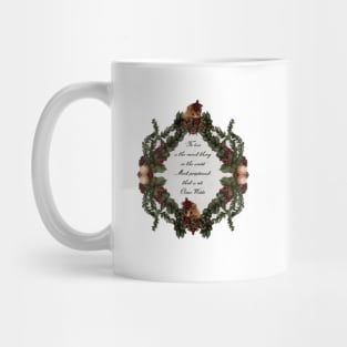 Oscar Wilde Quote New Years Resolution Holiday Wreath Berries Christmas Ornaments Mug
